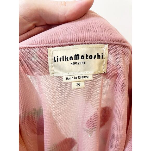 Lirika Matoshi Strawberry Button Down Sheer Shirt Glitter Pink Small - Picture 11 of 11
